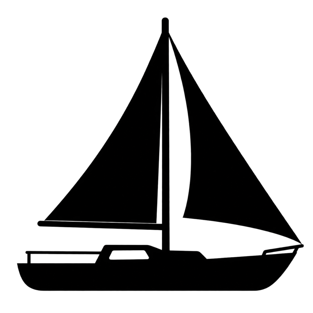 Minimalist seilbåtsilhuett i svart